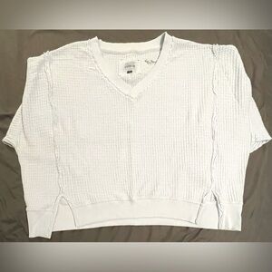 American Eagle Outfitters Big Hug waffle V-neck Sweatshirt